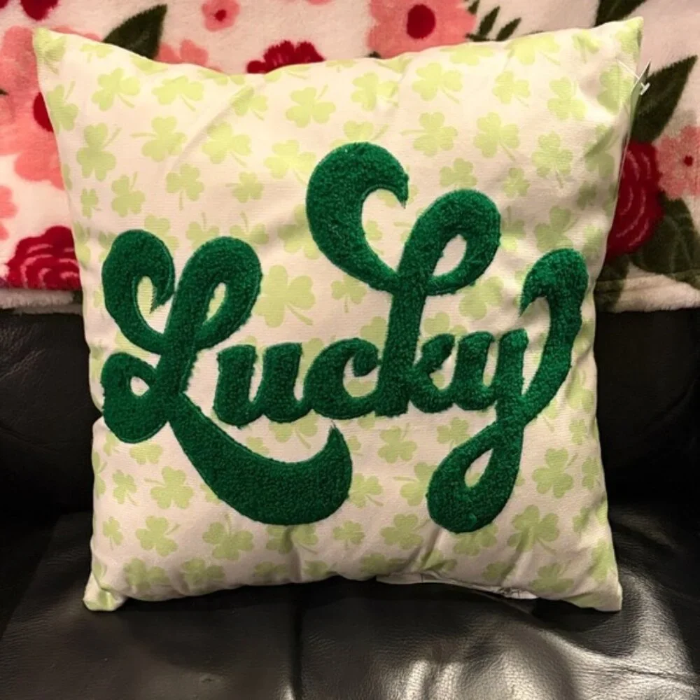 Green 'Lucky' Decorative Pillow ☘️☘️